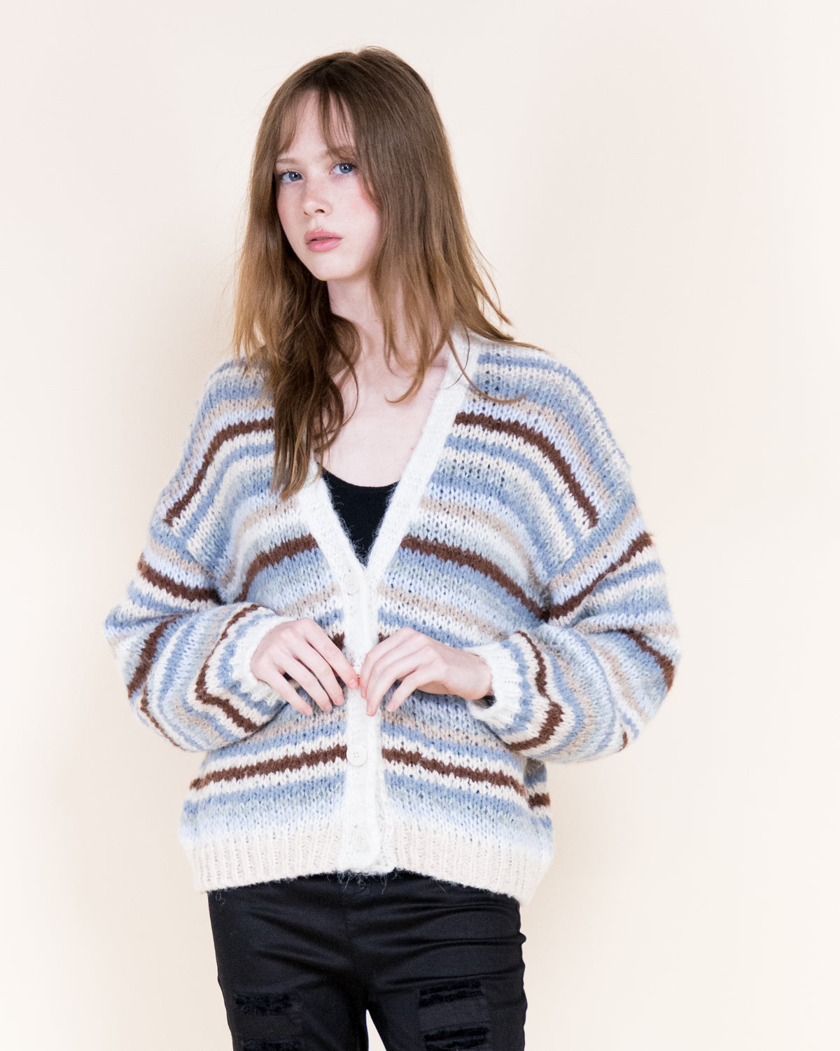 Tierra Stripe Cozy Wool Blend Cardigan