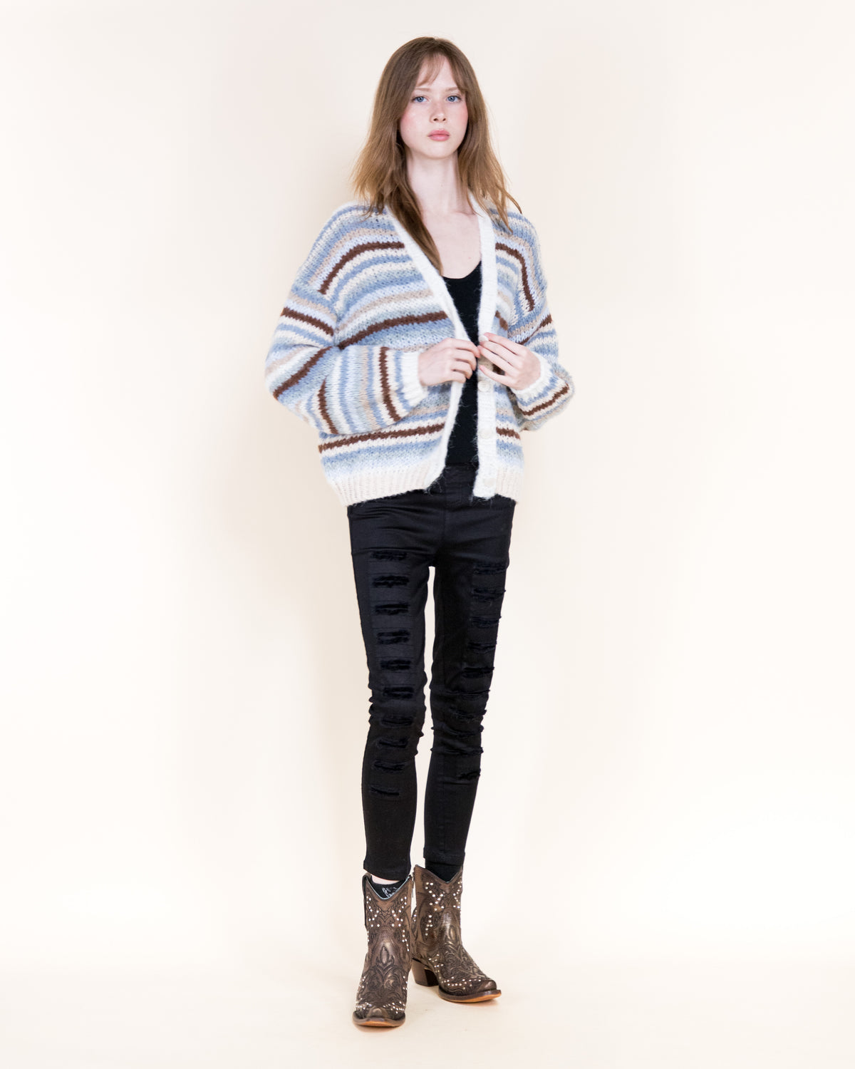 Tierra Stripe Cozy Wool Blend Cardigan