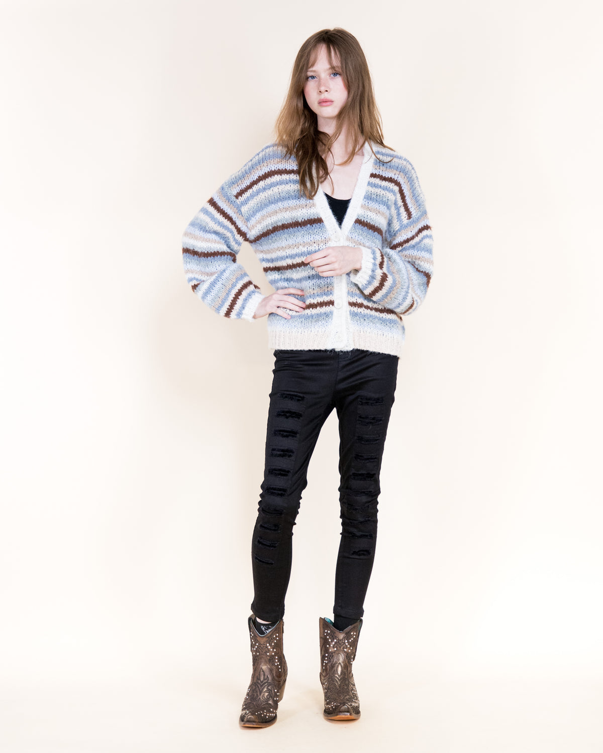 Tierra Stripe Cozy Wool Blend Cardigan