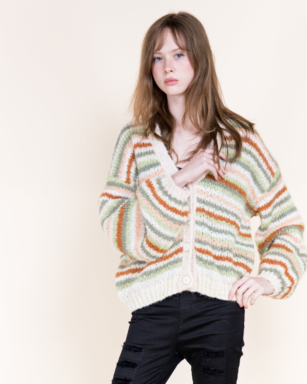 Tierra Stripe Cozy Wool Blend Cardigan