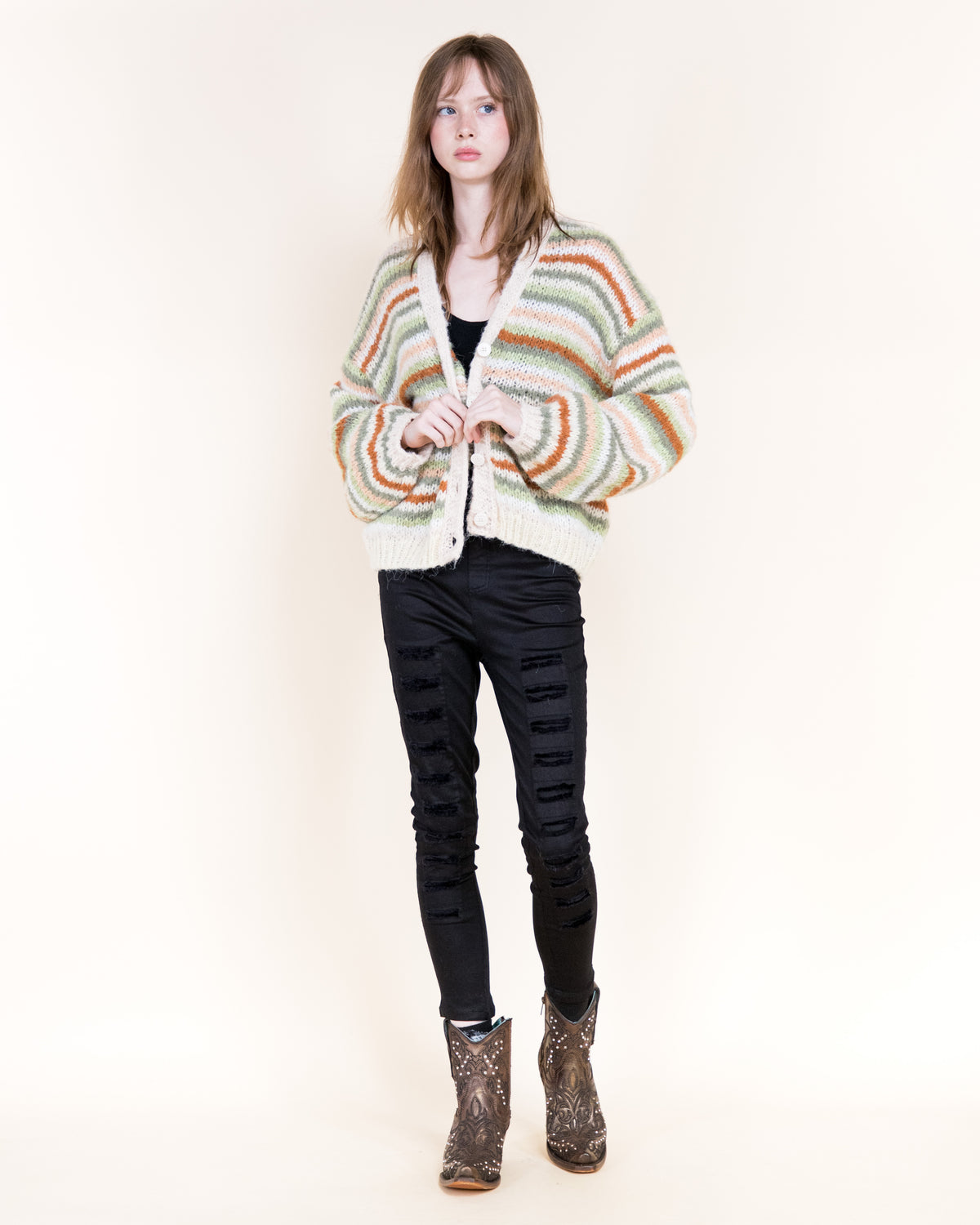 Tierra Stripe Cozy Wool Blend Cardigan