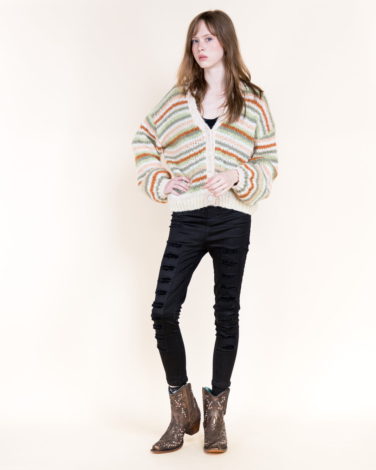 Tierra Stripe Cozy Wool Blend Cardigan