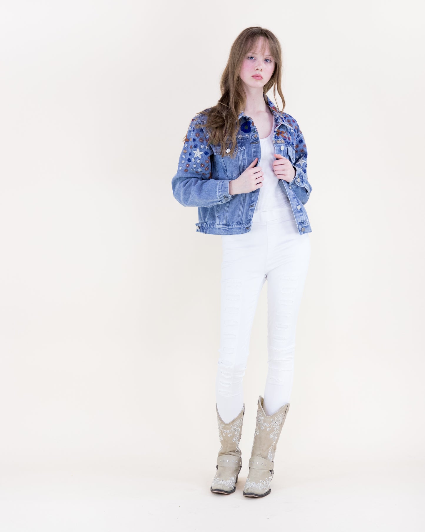 Wildflower Hand Embroidered Denim Jacket
