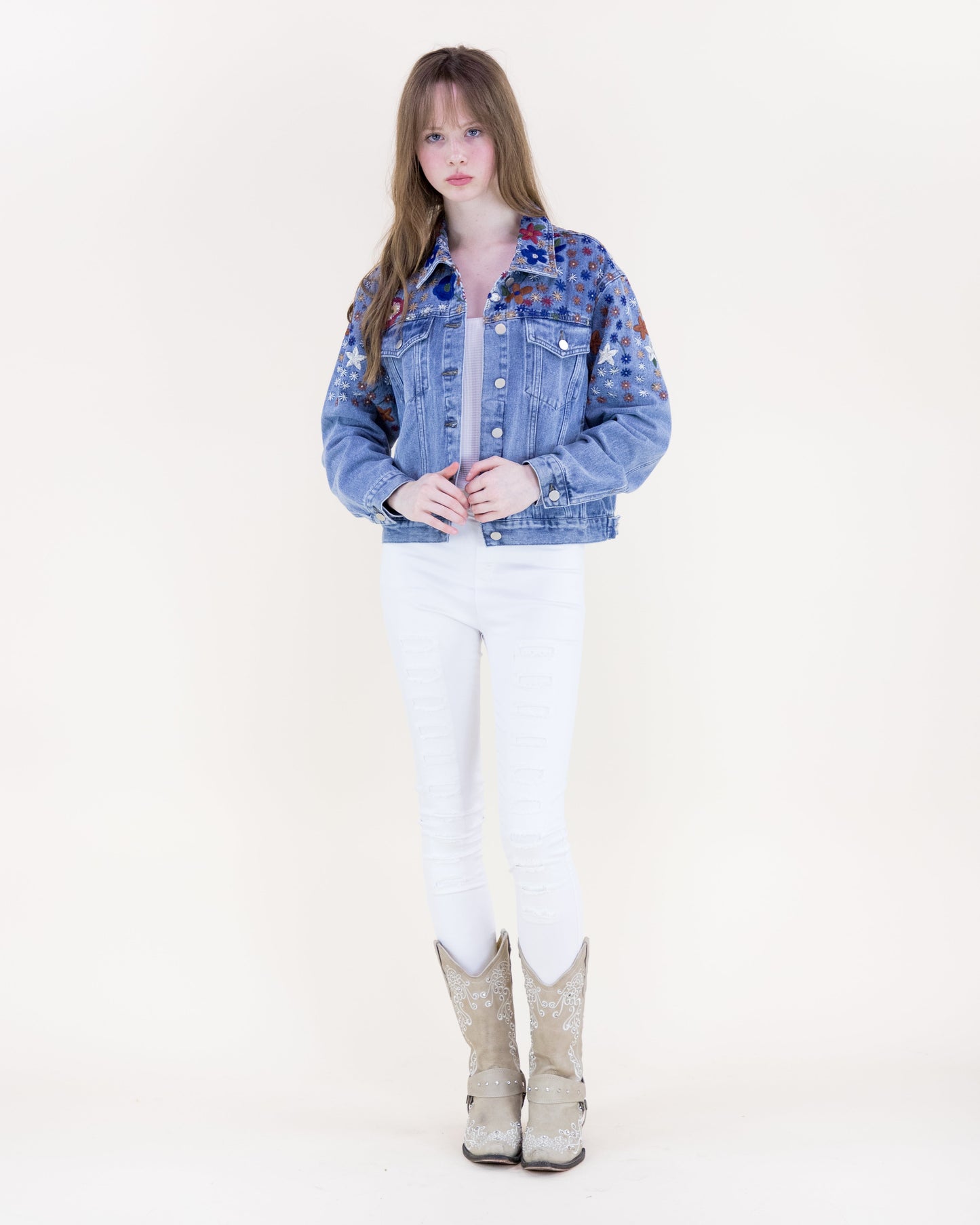 Wildflower Hand Embroidered Denim Jacket