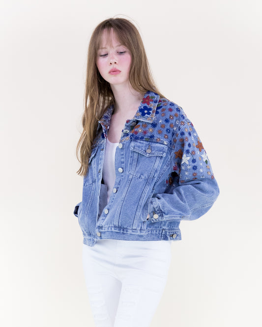 Wildflower Hand Embroidered Denim Jacket