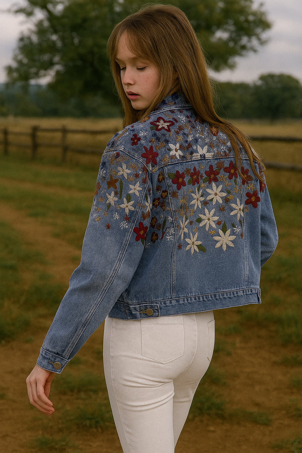 Wildflower Hand Embroidered Denim Jacket