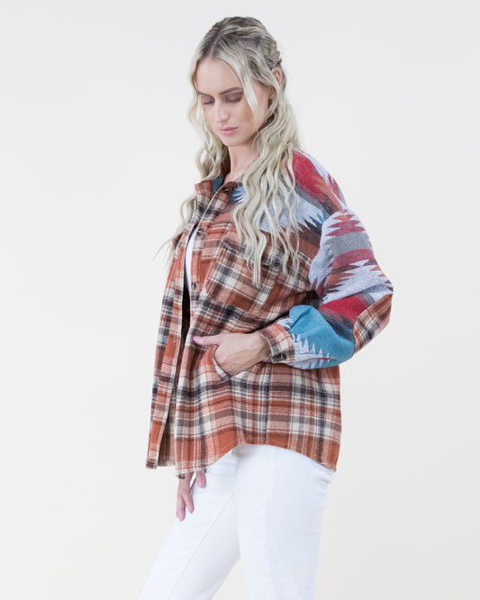 Western Plaid Print Shacket