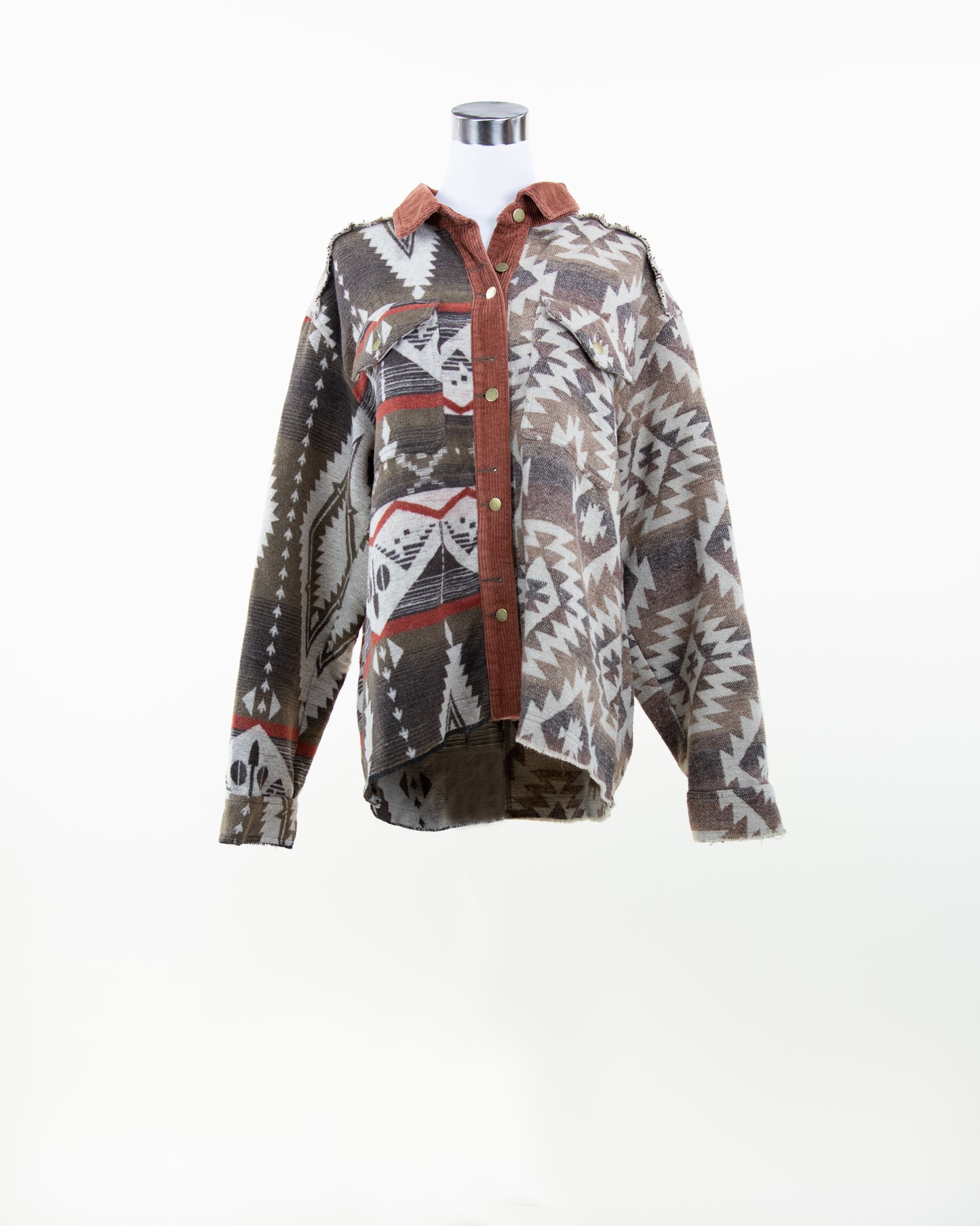 Aztec Shacket w/ Corduroy Elbow Patch