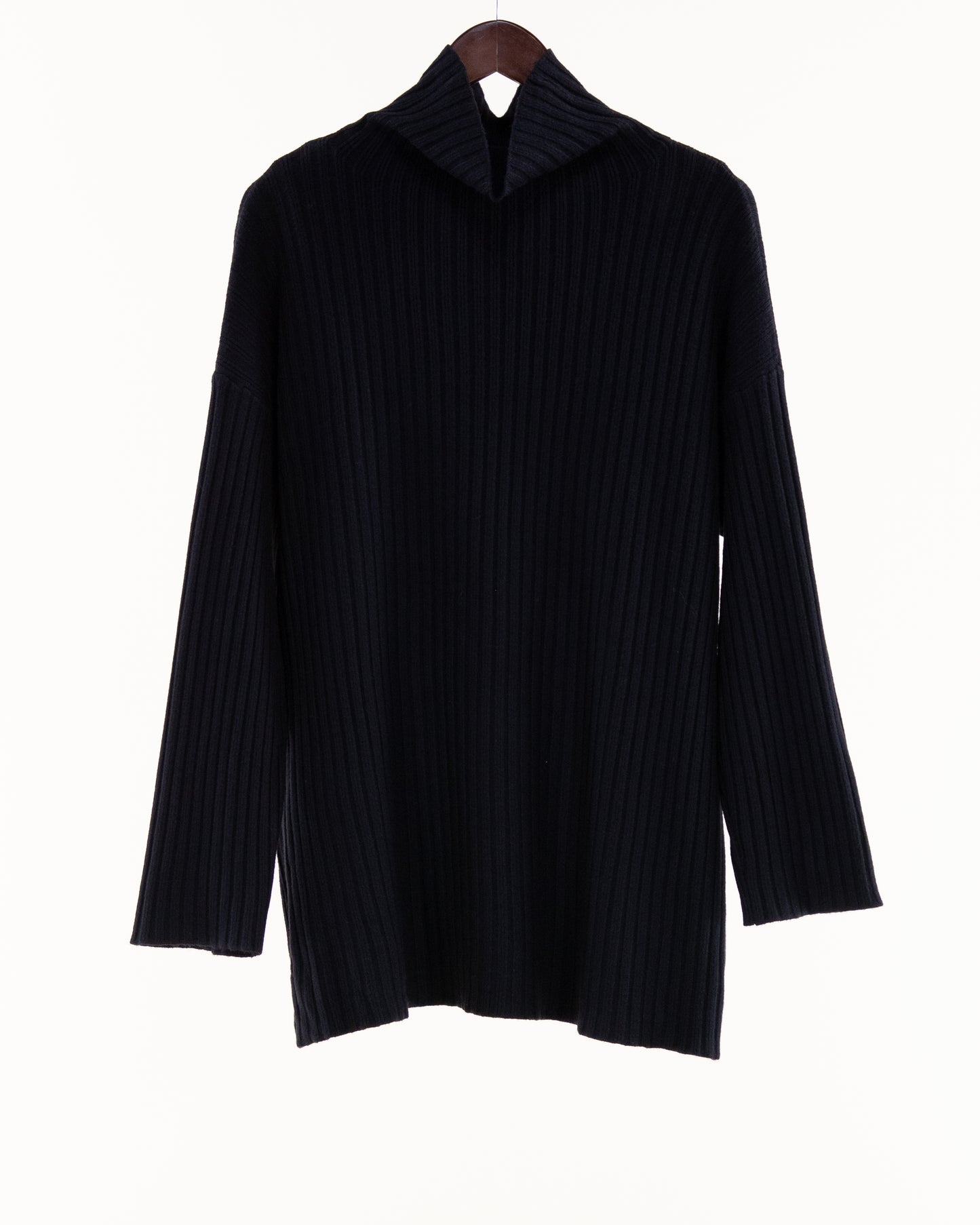 Casual Rib Knit Mock Turtle Neck Long Sweater