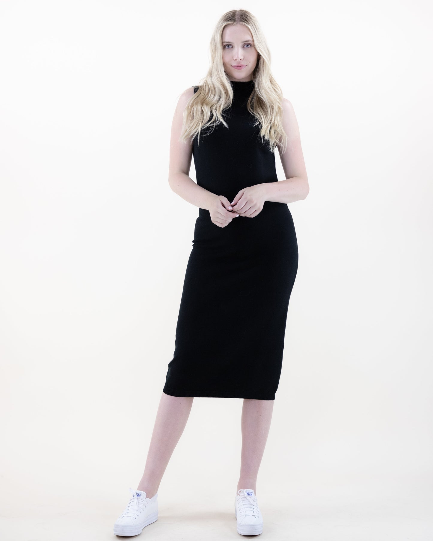 Solid Sleeveless Sweater Dress