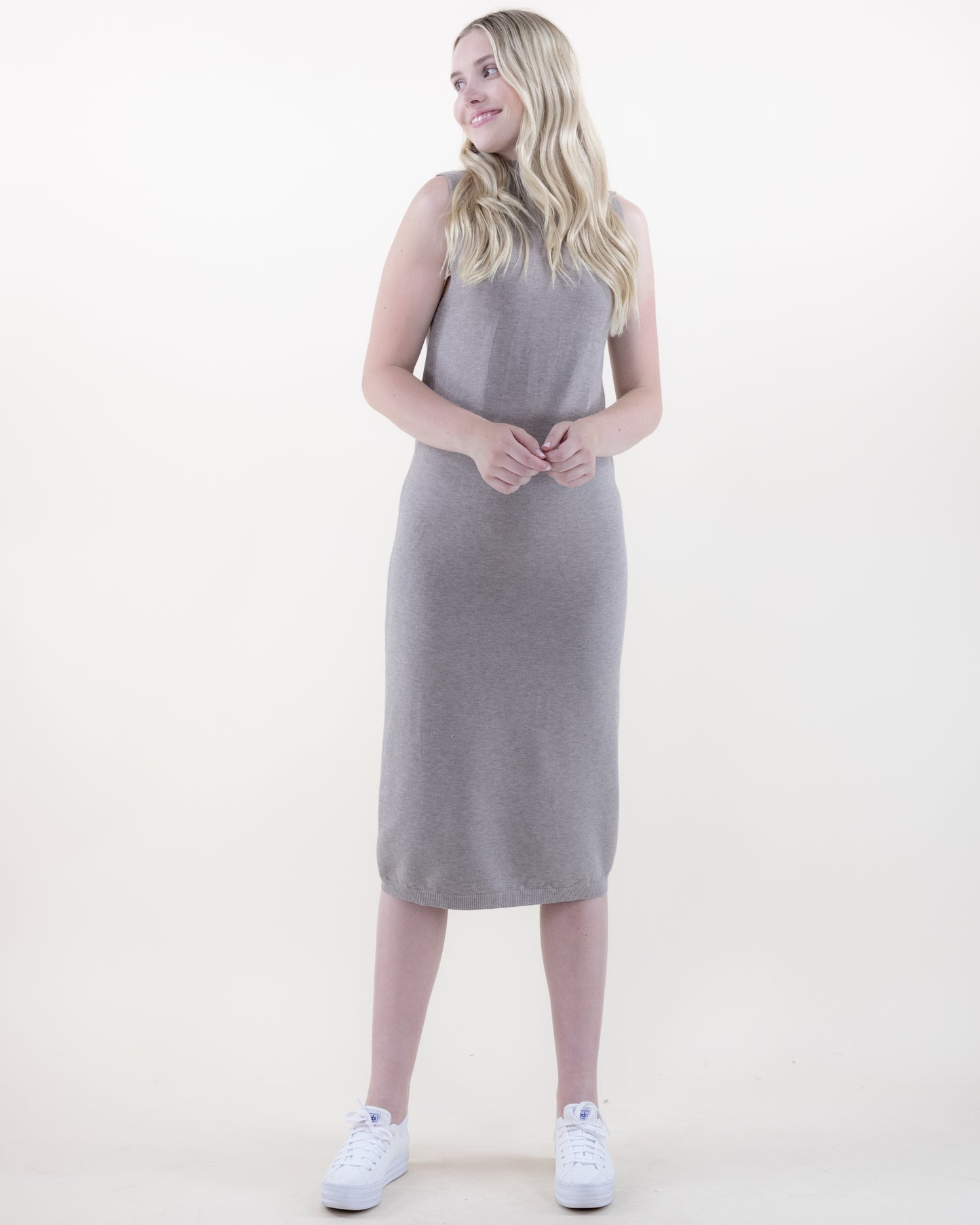Solid Sleeveless Sweater Dress