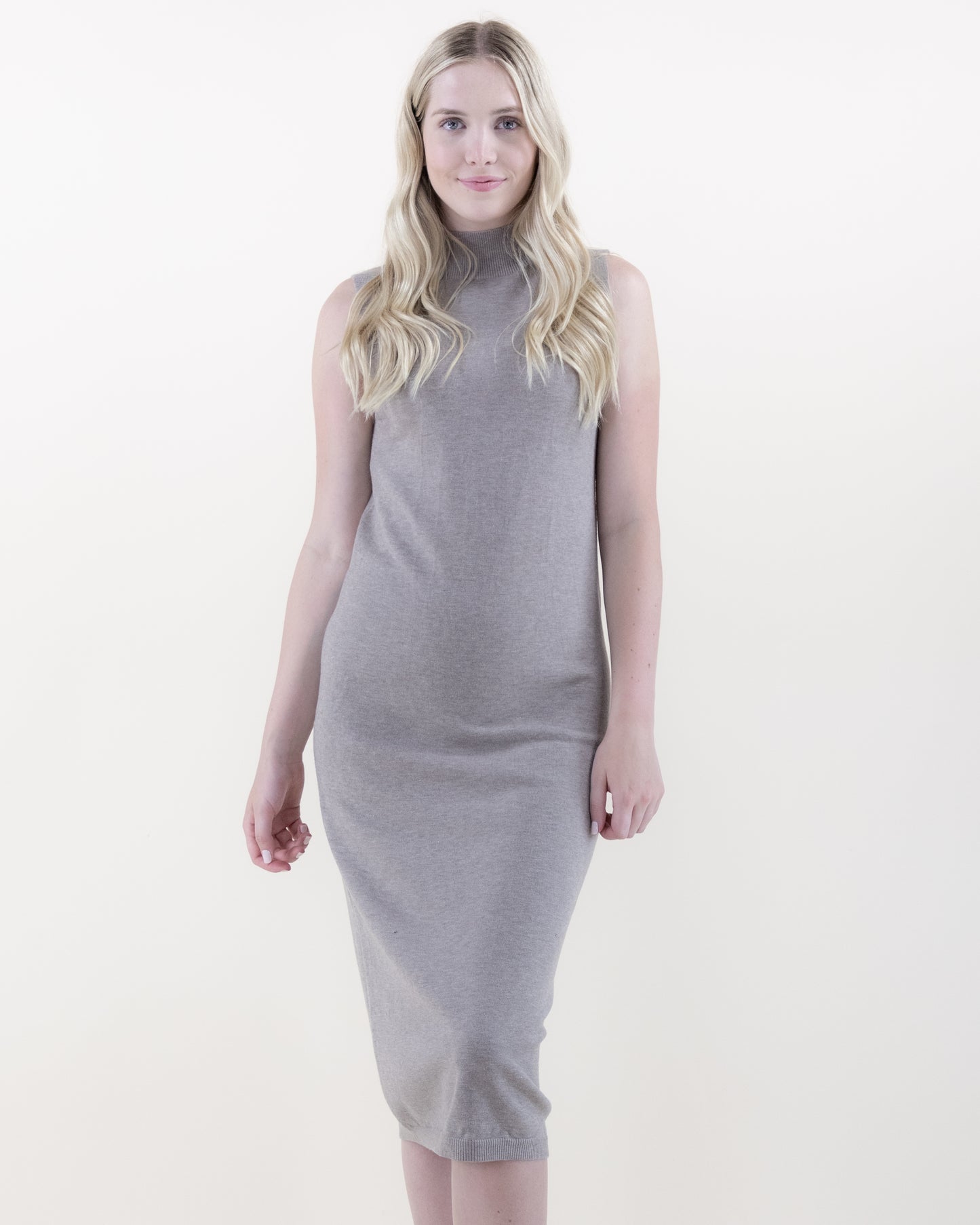 Solid Sleeveless Sweater Dress