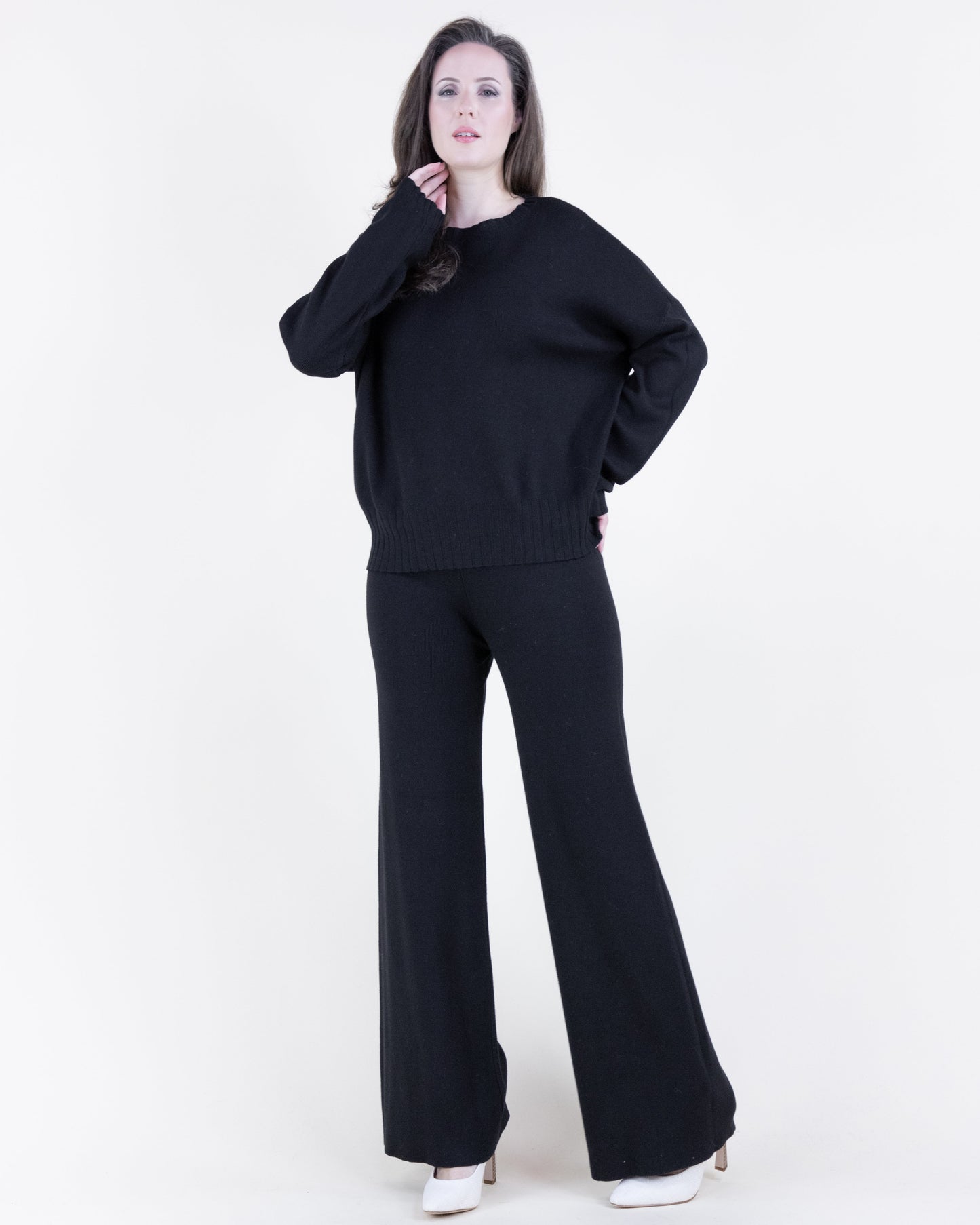 Neutral Comfy Crew Neck Pullover Sweater