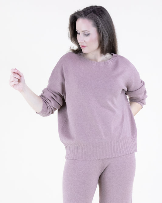 Neutral Comfy Crew Neck Pullover Sweater