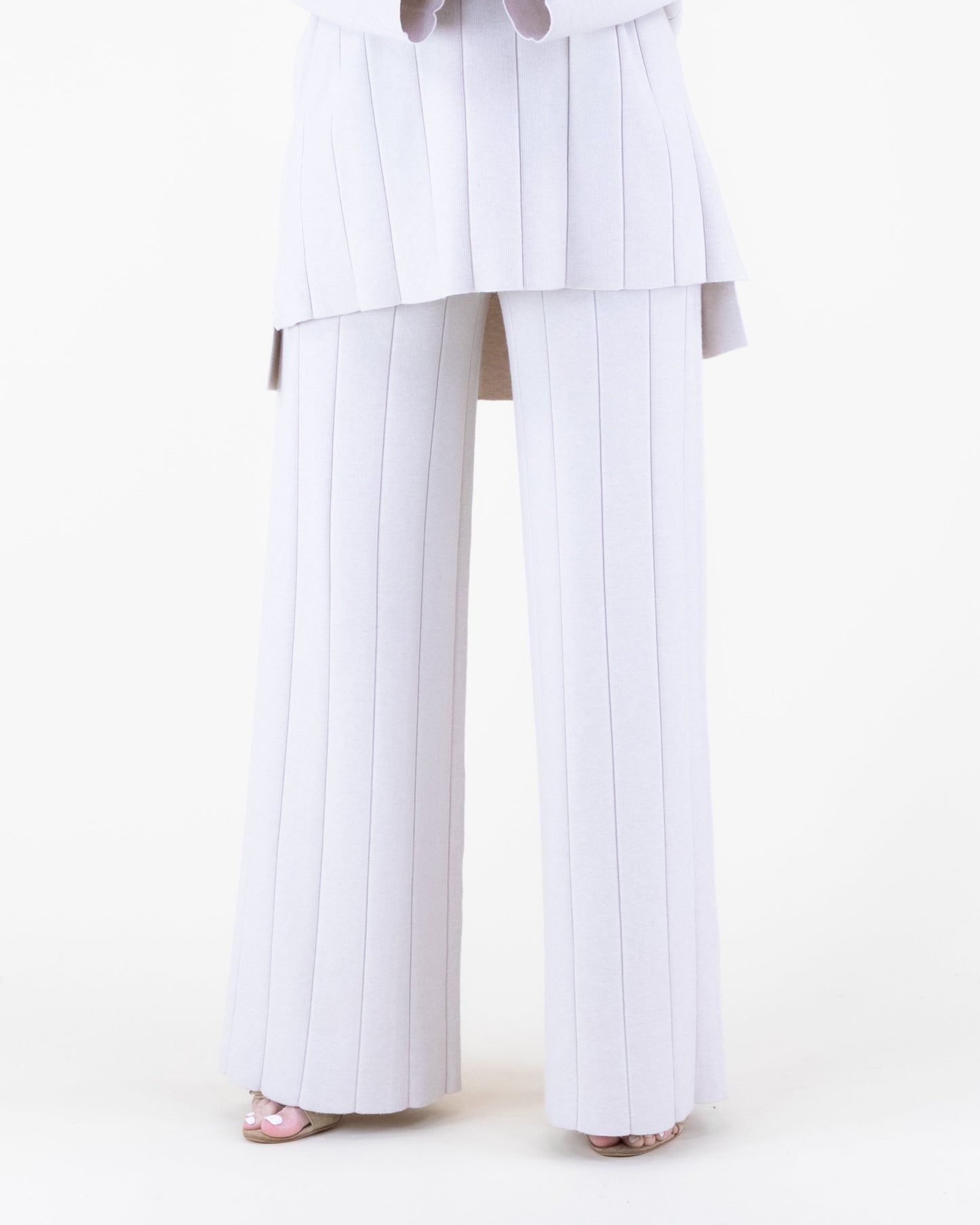 Warm Tone Wide Ribbed Knitted Pants - S/M, L/XL