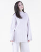 Ribbed High-Neck Knit Sweater