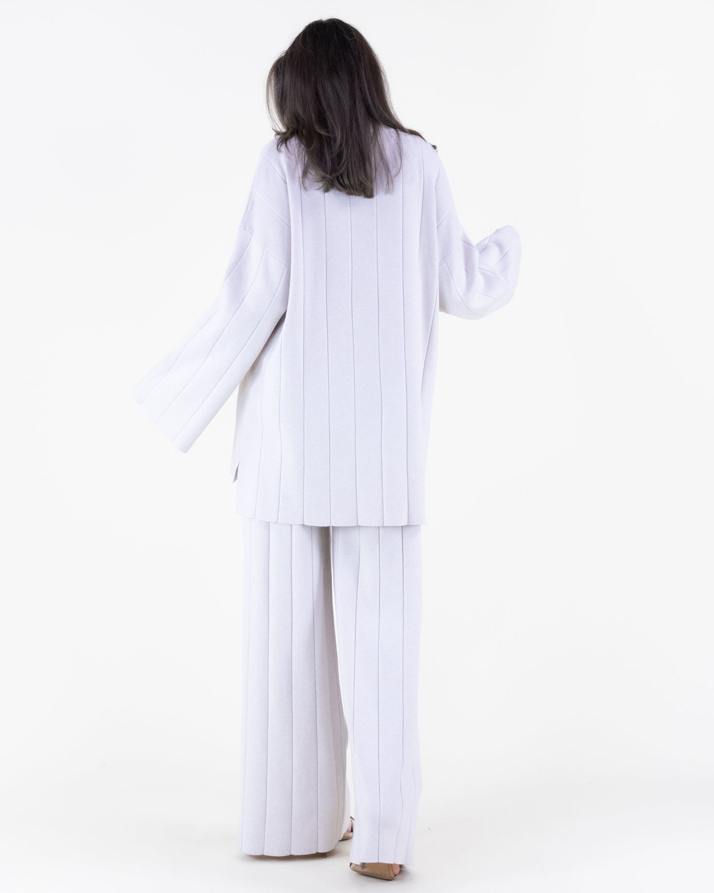 Warm Tone Wide Ribbed Knitted Pants - S/M, L/XL