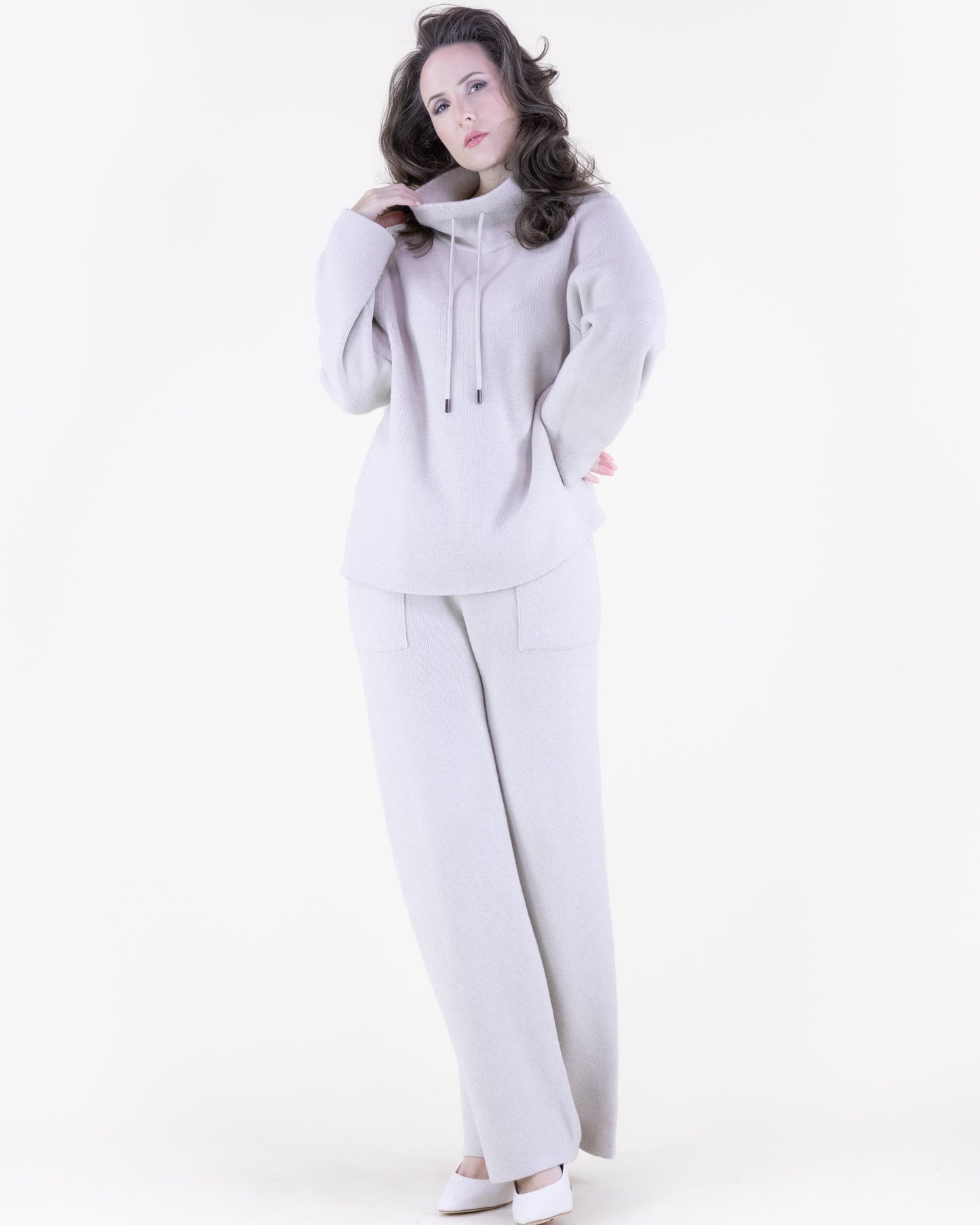 Warm Tone Stand Collar Loose Fit Sweater