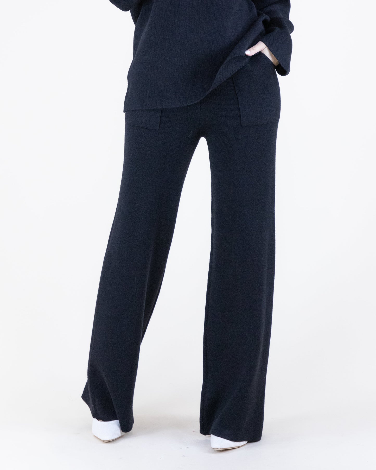 Warm Tone Wide Leg Knit Pants w/ Pockets - S/M, L/XL