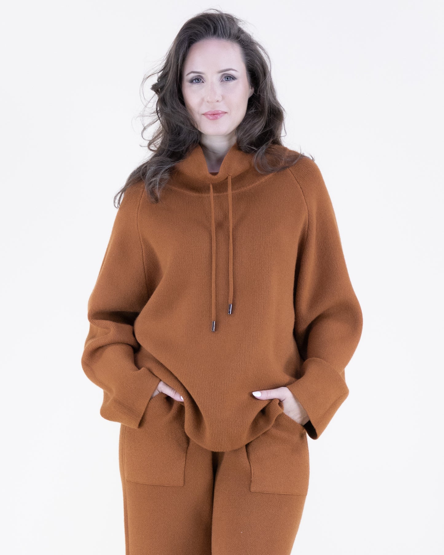 Warm Tone Stand Collar Loose Fit Sweater