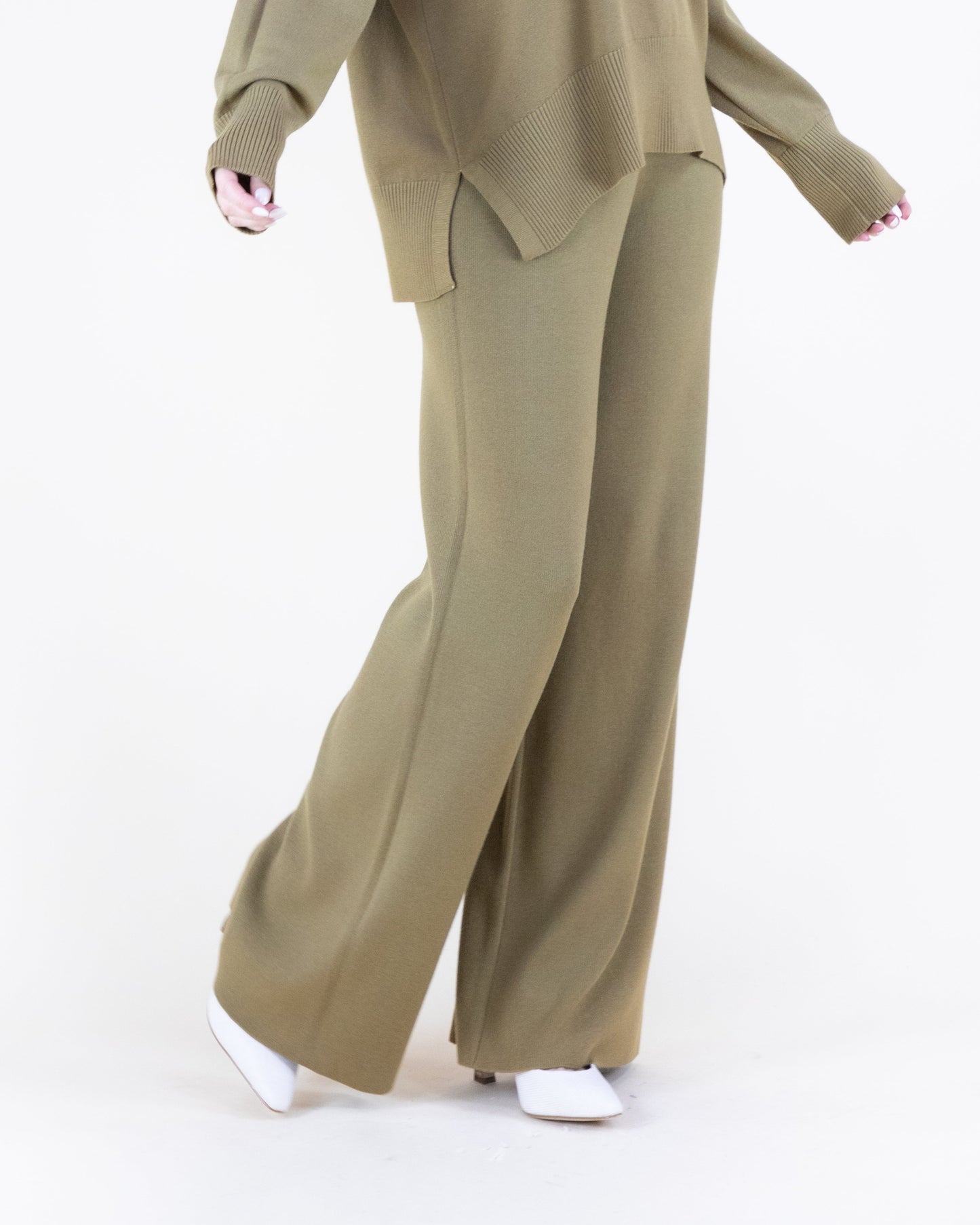 Earth Tone Comfy Wide Leg Knit Pants - S/M, L/XL