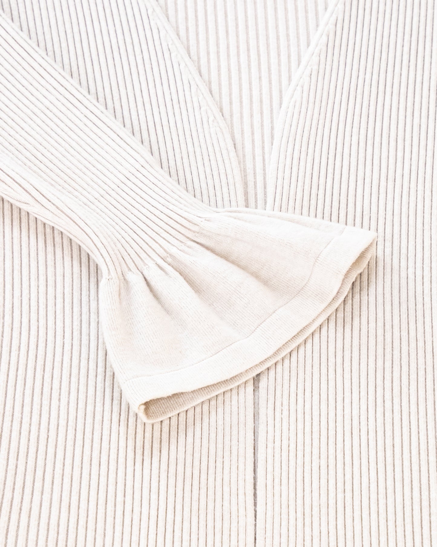 Warm Tone Ruffle Cuff Ribbed Duster Cardigan