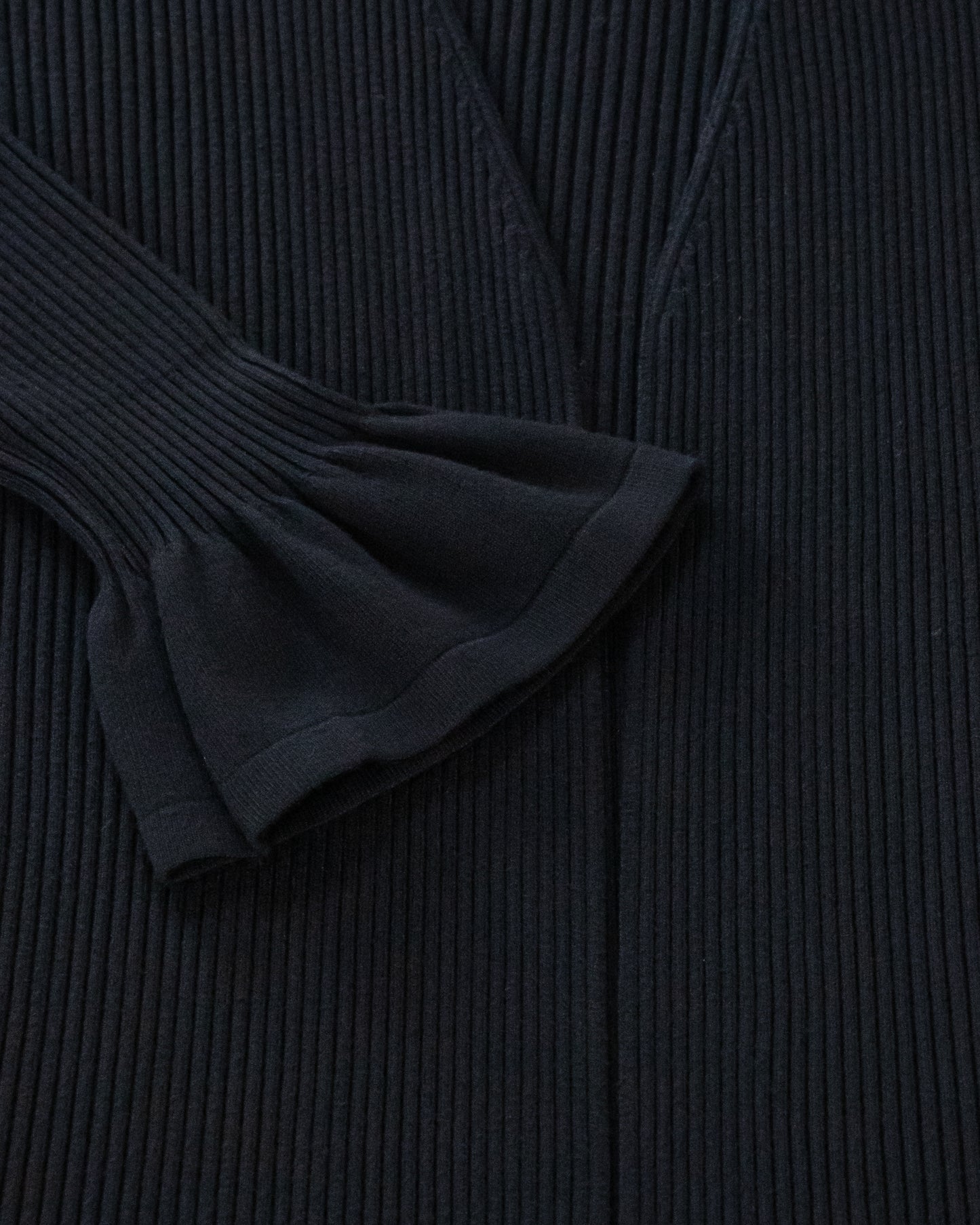 Warm Tone Ruffle Cuff Ribbed Duster Cardigan