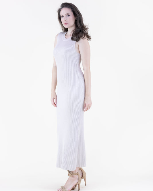 Warm Tone Ribbed Sleeveless Bodycon Sweater Dress