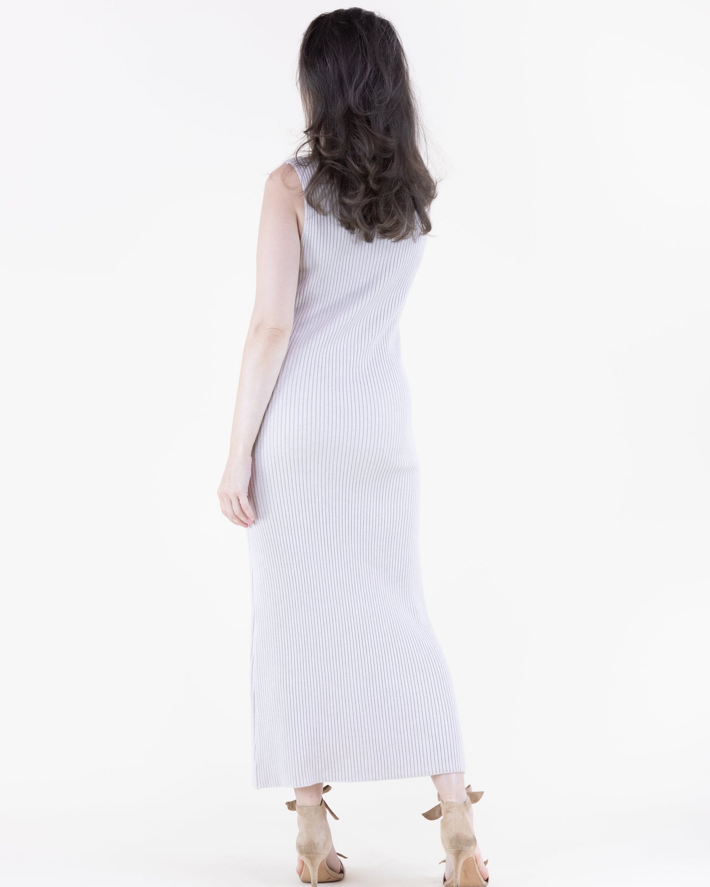 Warm Tone Ribbed Sleeveless Bodycon Sweater Dress