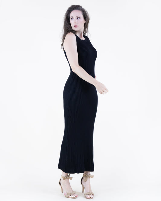 Warm Tone Ribbed Sleeveless Bodycon Sweater Dress
