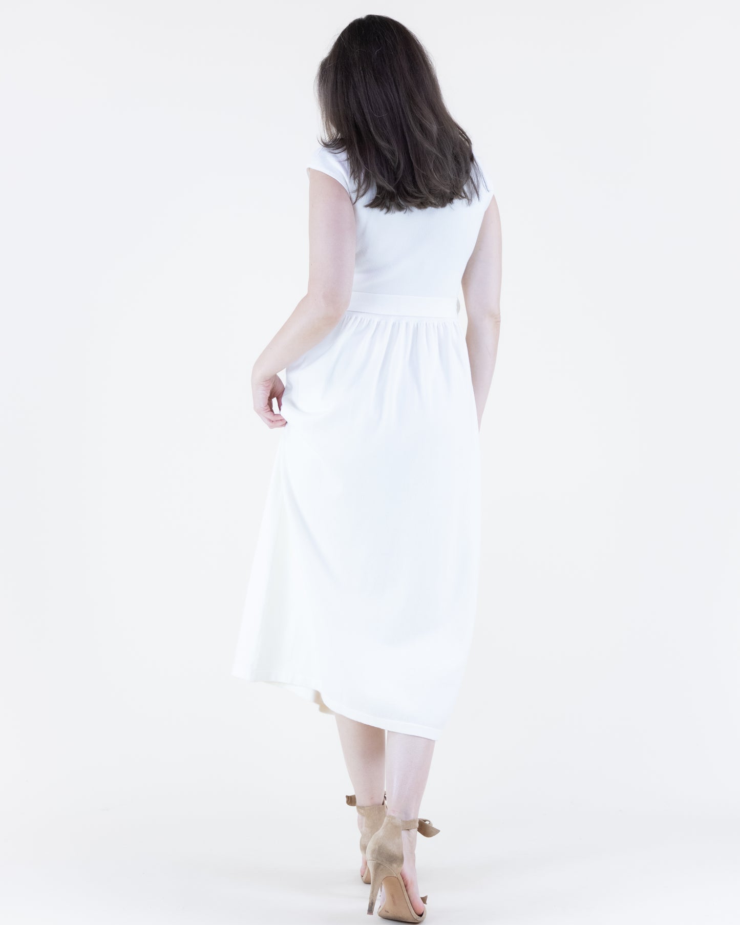 Cap Sleeve Belted Midi Sweater Dress