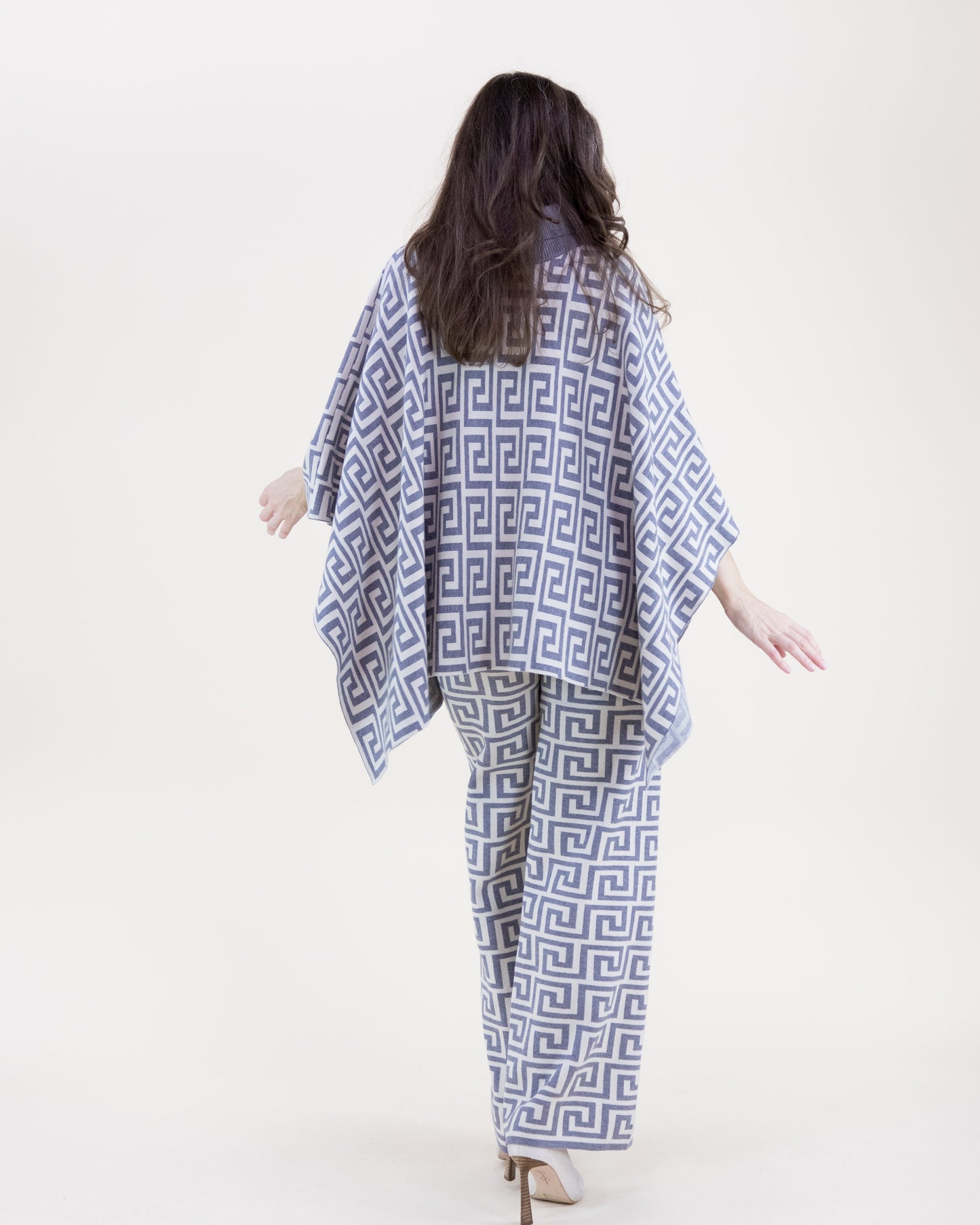 Greek Pattern High Waisted Wide Leg Pants - S/M, L/XL