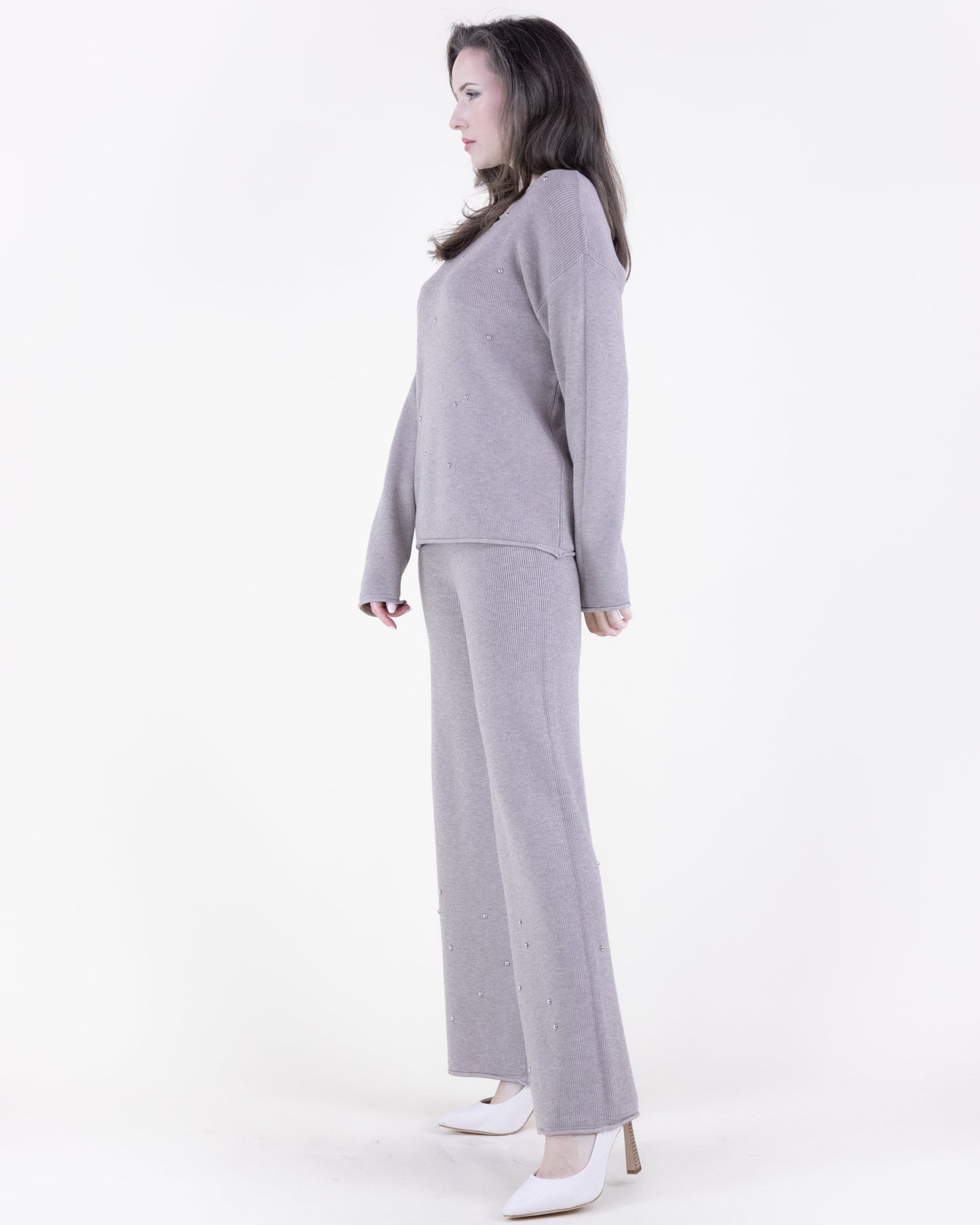 Embellished Rolled Hem Knitted Pants - S/M, L/XL