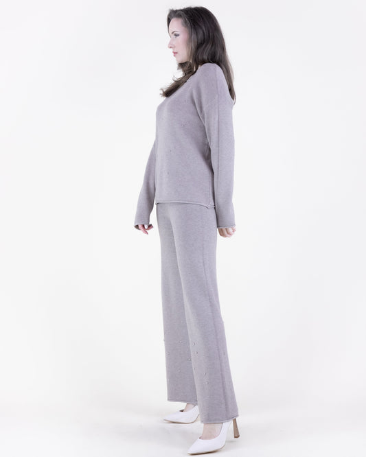 Embellished Rolled Hem Knitted Pants - S/M, L/XL
