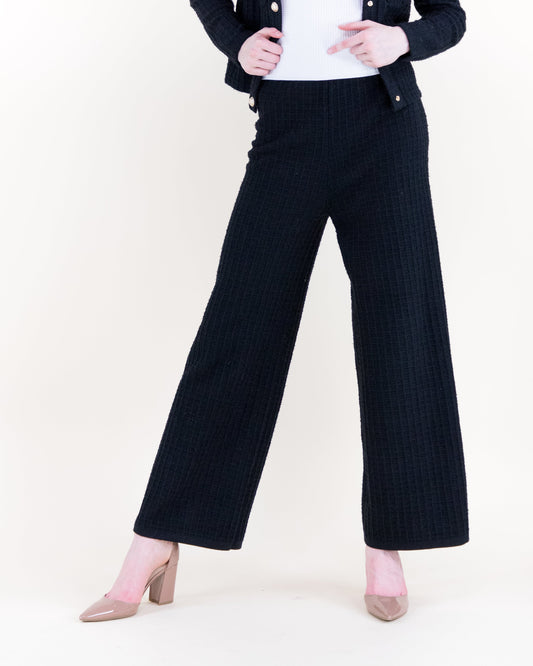 Tailored Waffle Stitch Wide Leg Knitted Pants - S/M. L/XL