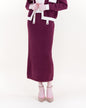 Color Blocked Front Pockets Boxy Cardigan with Matching Knitted Midi Pencil Skirt 2pcs Set