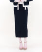 Color Blocked Front Pockets Boxy Cardigan with Matching Knitted Midi Pencil Skirt 2pcs Set