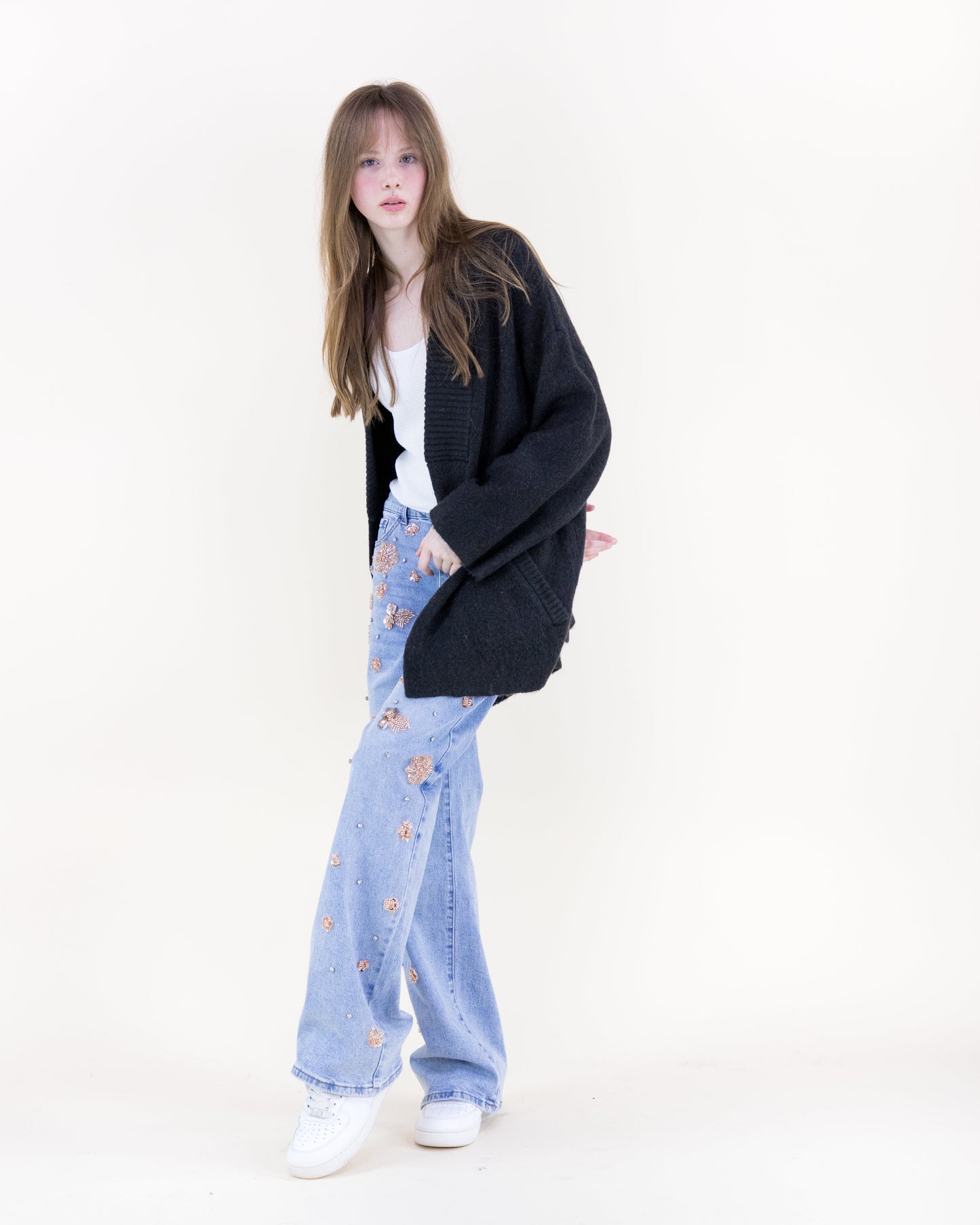 Heathered Slanted Pockets Boyfriend Cardigan