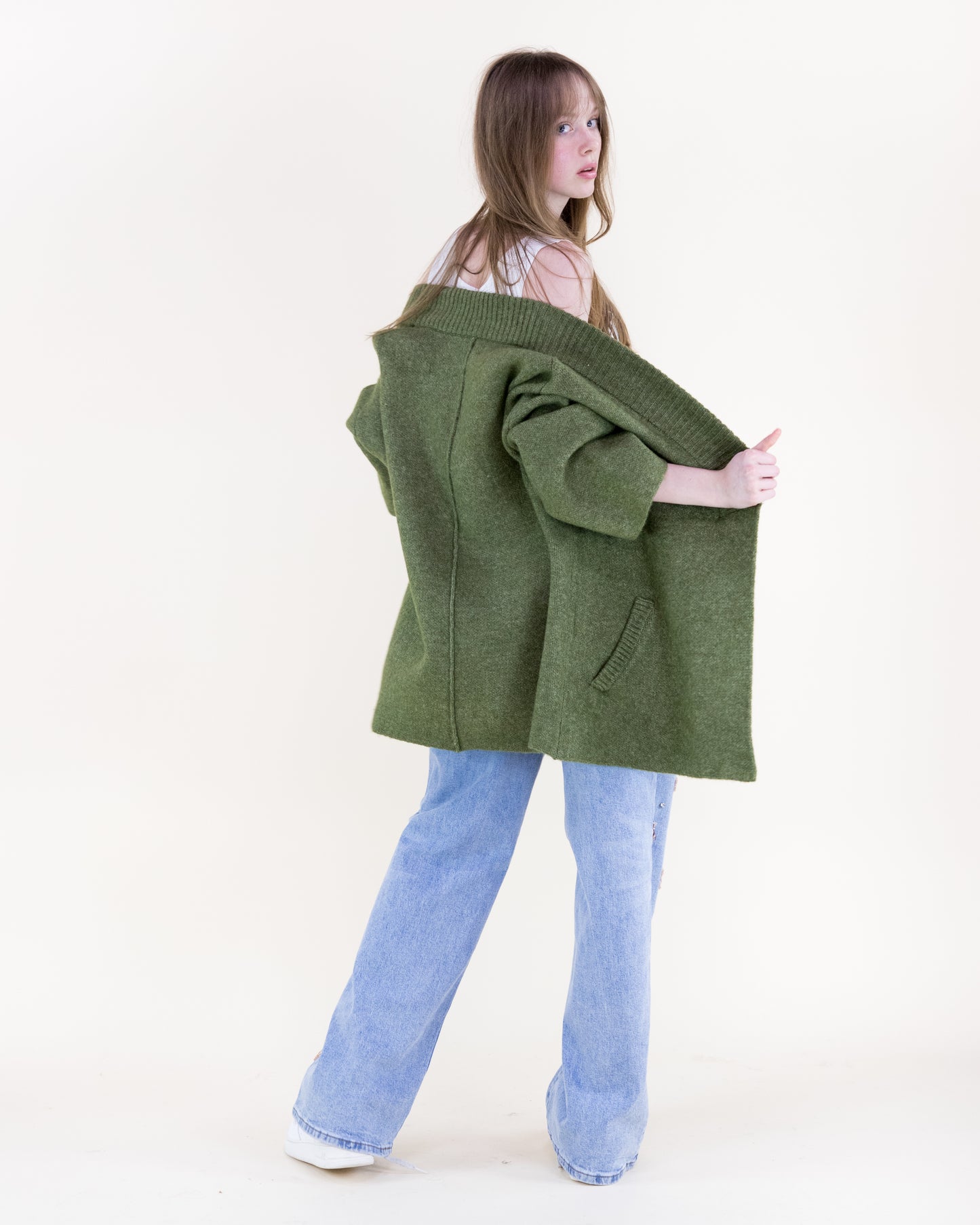 Heathered Slanted Pockets Boyfriend Cardigan