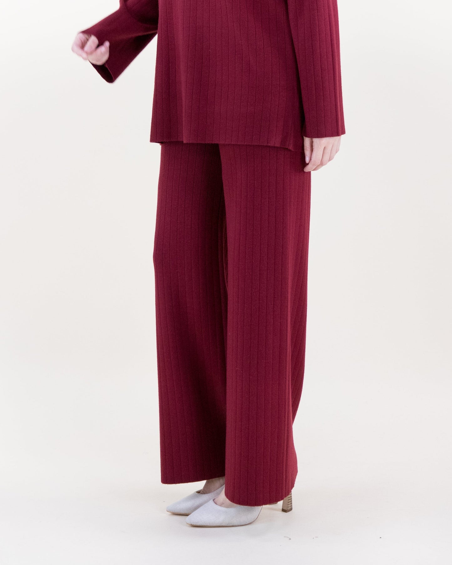 Casual Ribbed Wide Leg Knitted Pants - S/M, L/XL