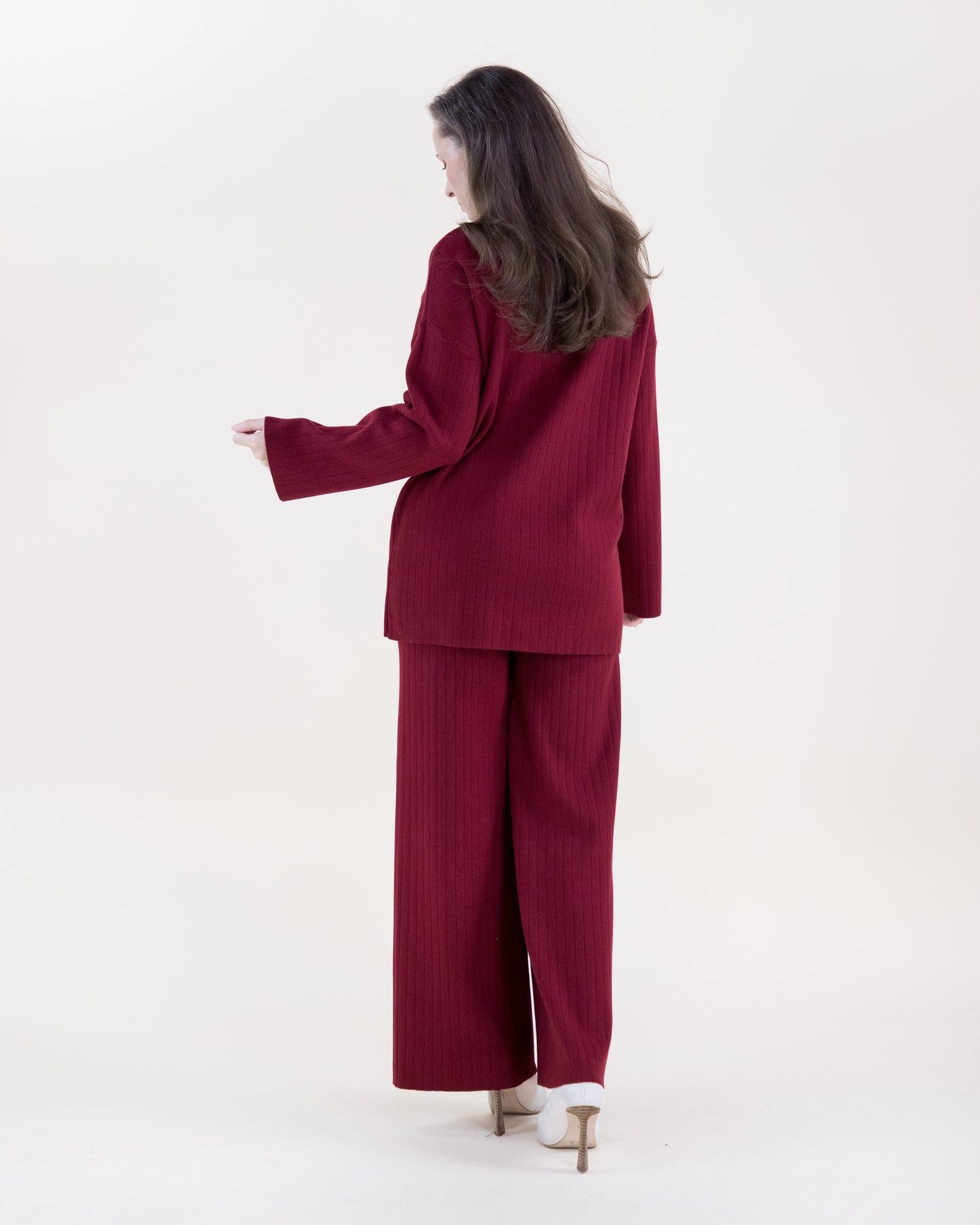 Casual Ribbed Wide Leg Knitted Pants - S/M, L/XL
