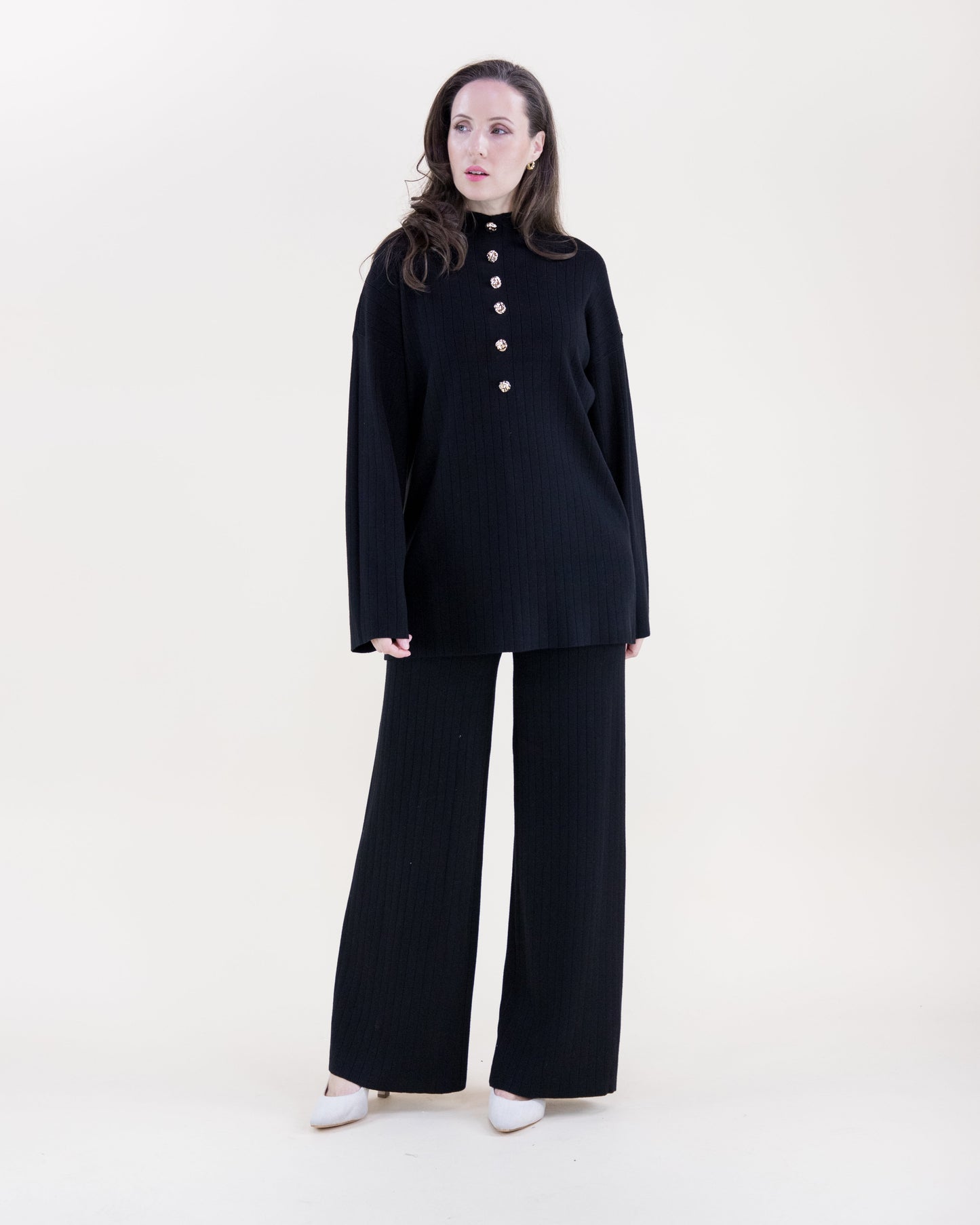 Casual Ribbed Wide Leg Knitted Pants - S/M, L/XL