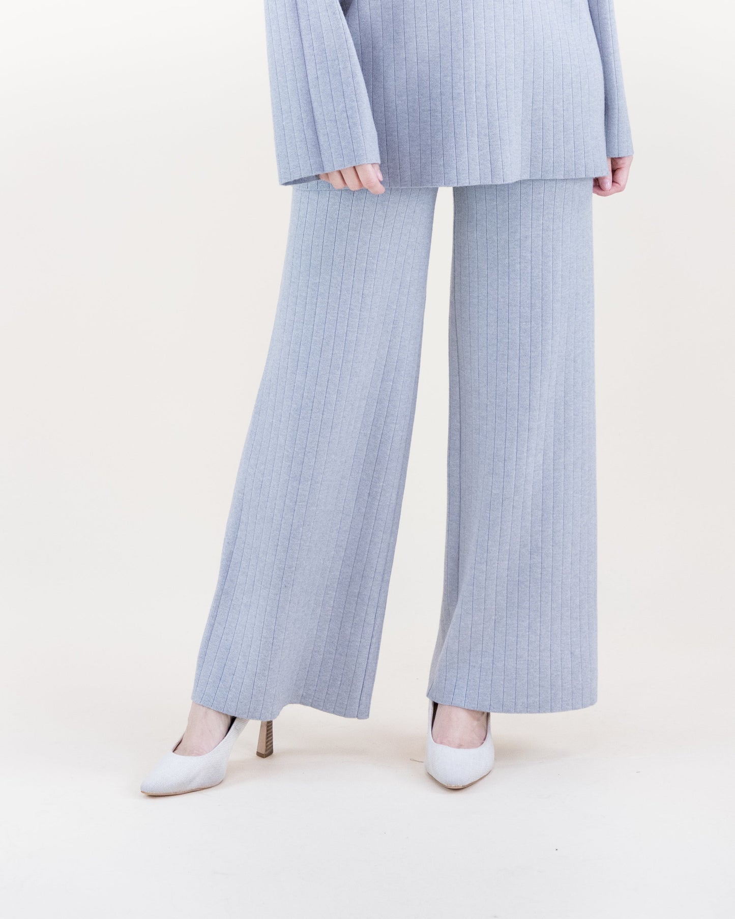 Casual Ribbed Wide Leg Knitted Pants - S/M, L/XL