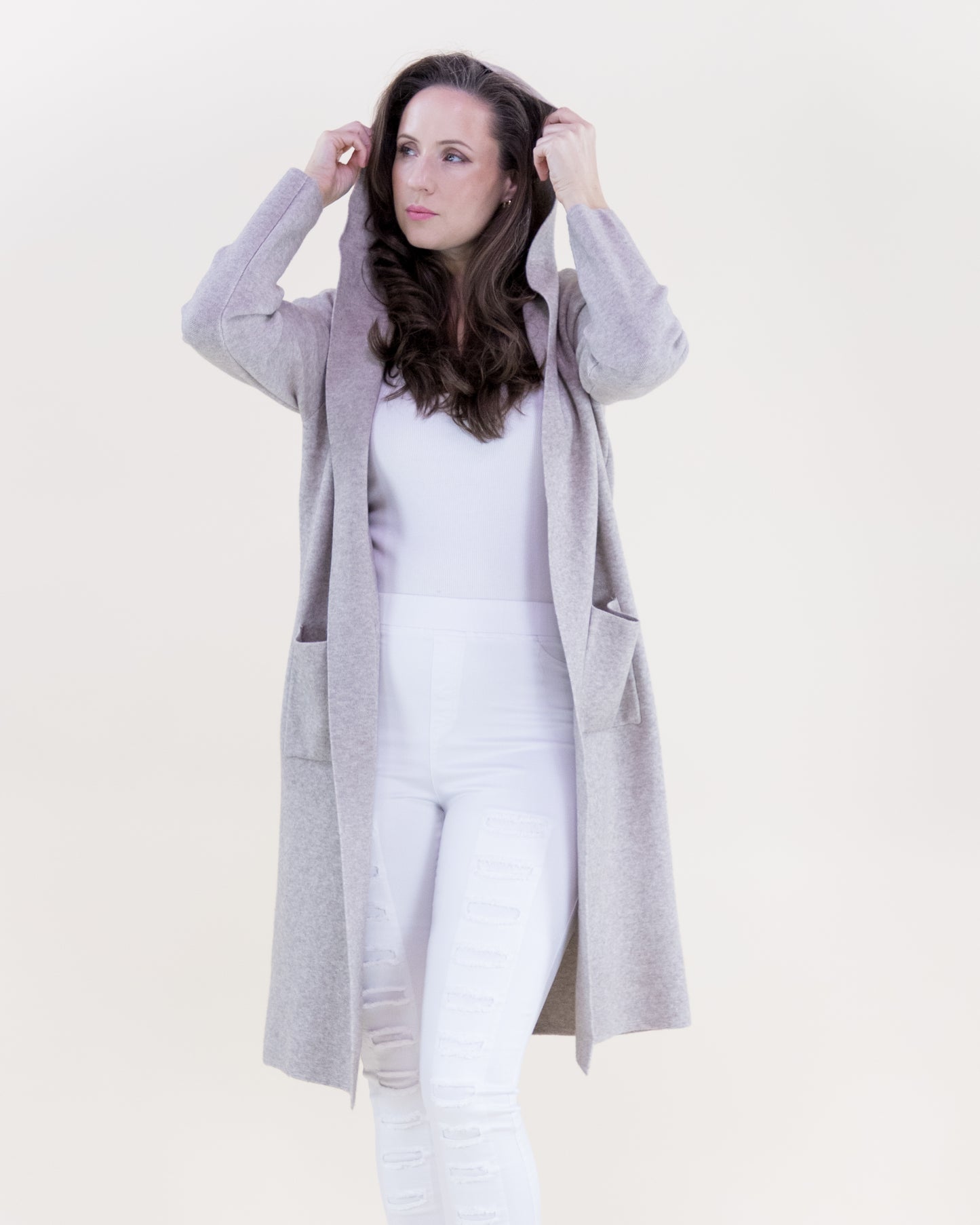 Classy Open Front Hooded Lounge Cardigan