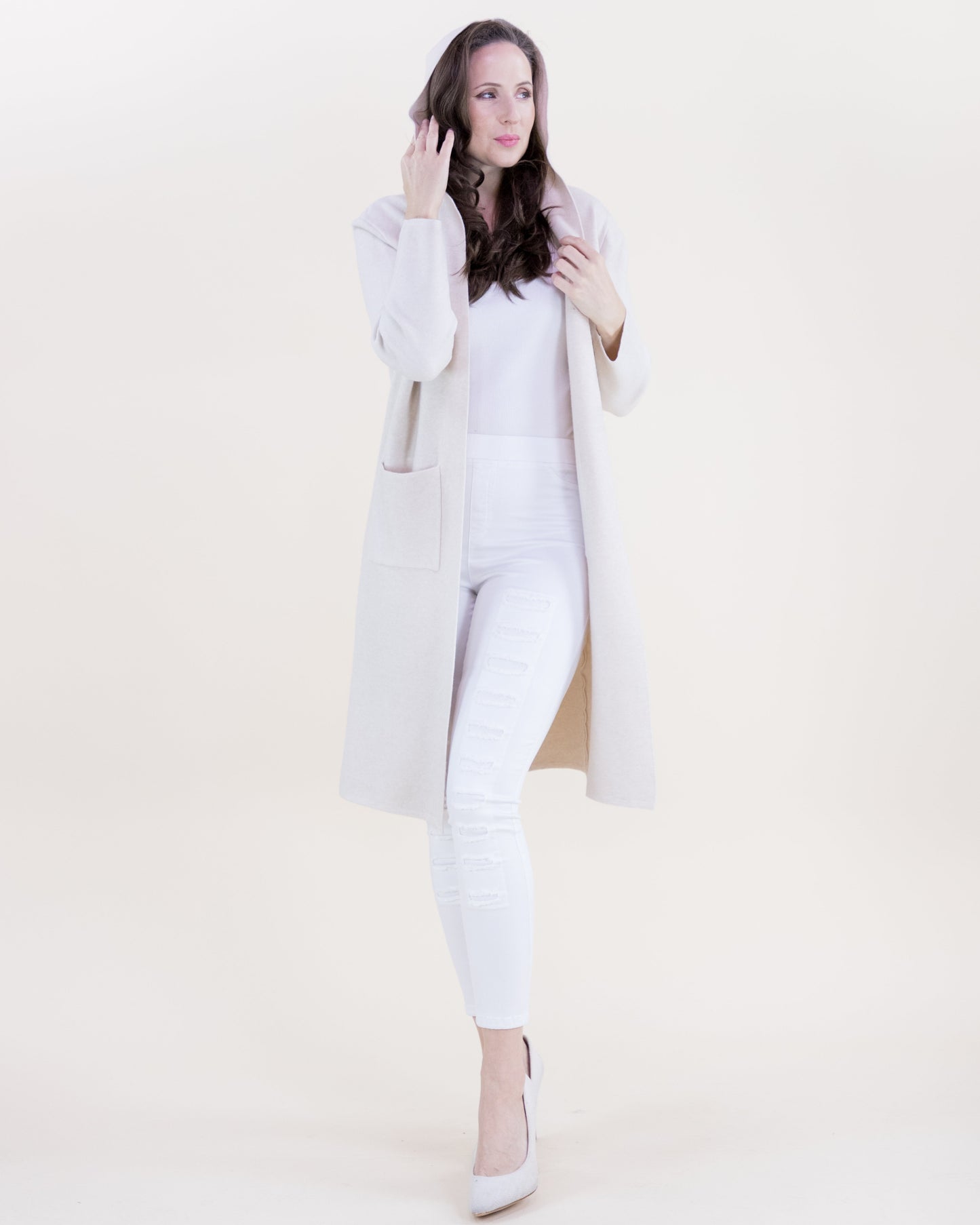 Classy Open Front Hooded Lounge Cardigan