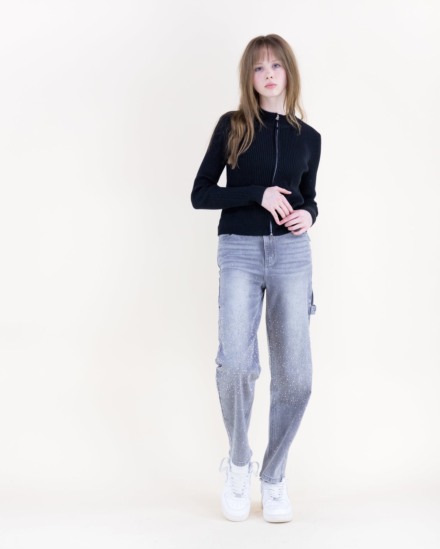 Two Way Zipper Ribbed Cardigan
