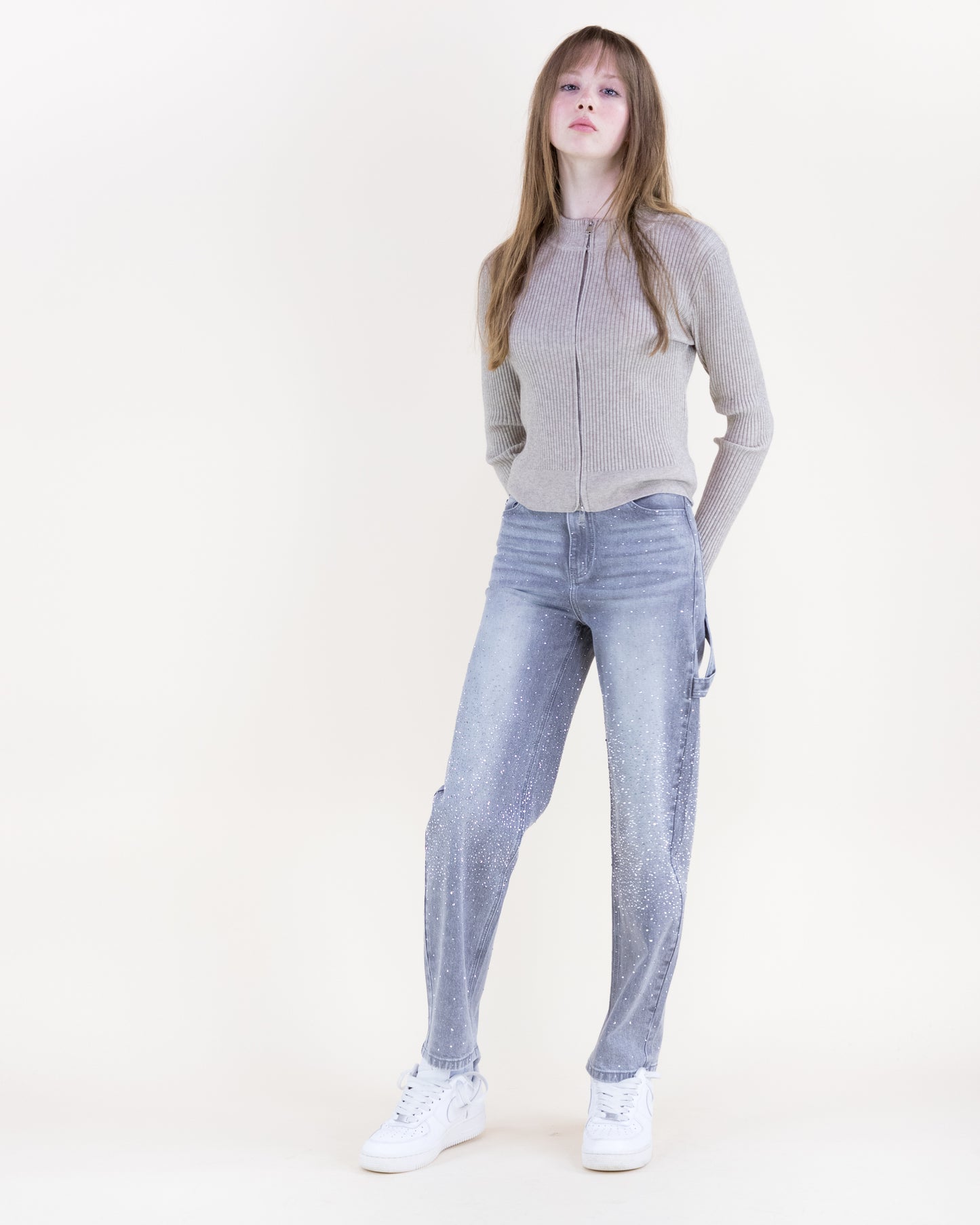 Two Way Zipper Ribbed Cardigan