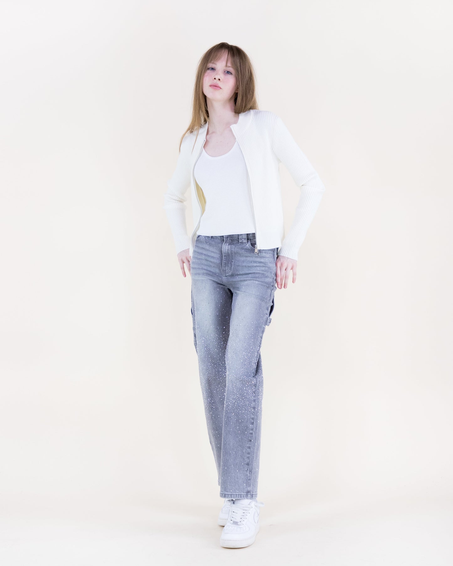 Two Way Zipper Ribbed Cardigan