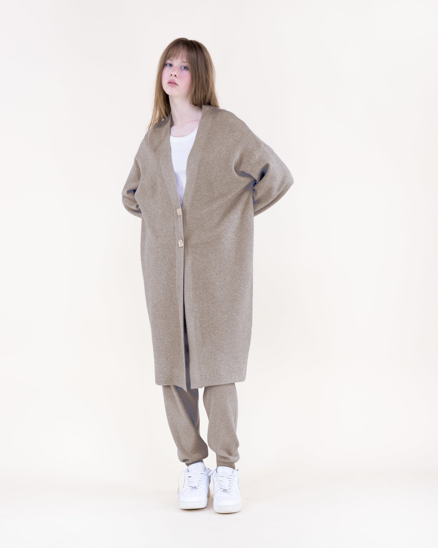 Classy Gold Square Button Duster Cardigan