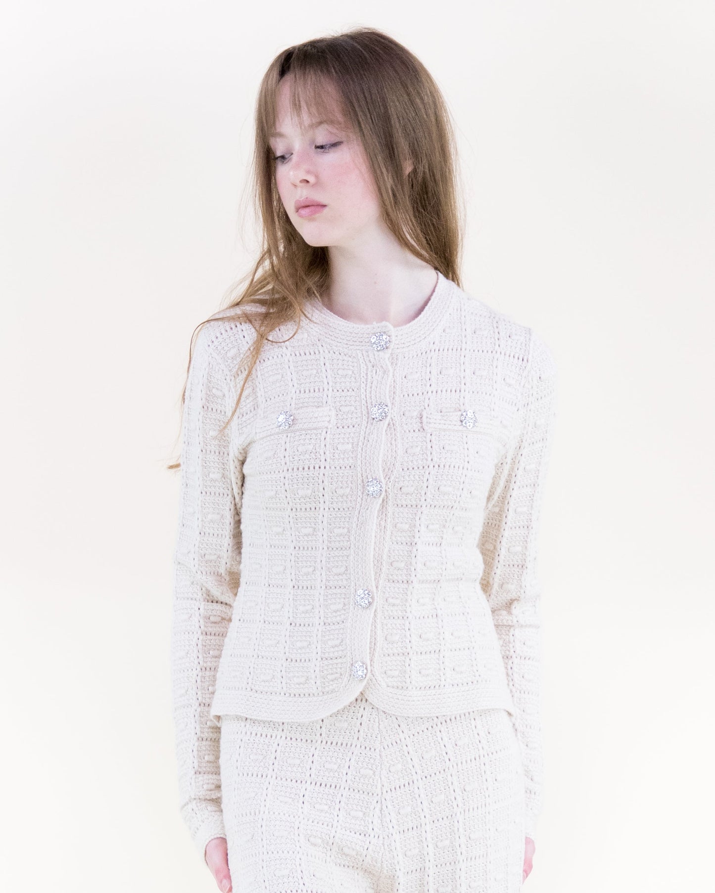 Andalusian Stitch Patch Pockets Boxy Cardigan